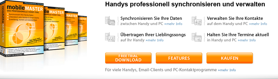 Mobile Master von Jumping Bytes ist eine Software für Handy-/Smartphone-Verwaltung und SMS-Kommunikation, mit der Sie Ihre Daten zwischen Handy und PC austauschen und synchronisieren können. 